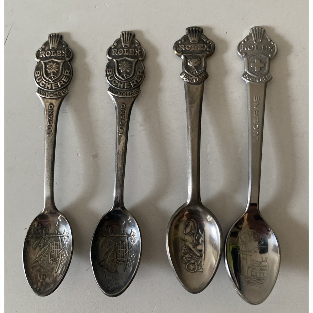 Vintage Rolex Bucherer Lucerne Switzerland Collectible Spoons Lot of 4